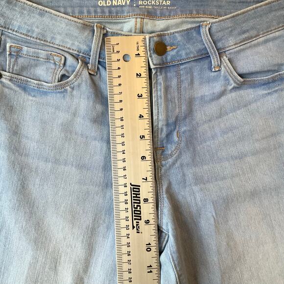 Old Navy Women Waxed Frayed Mid-rise Skinny Jeans size 8 Regular, Light Blue - Picture 5 of 13